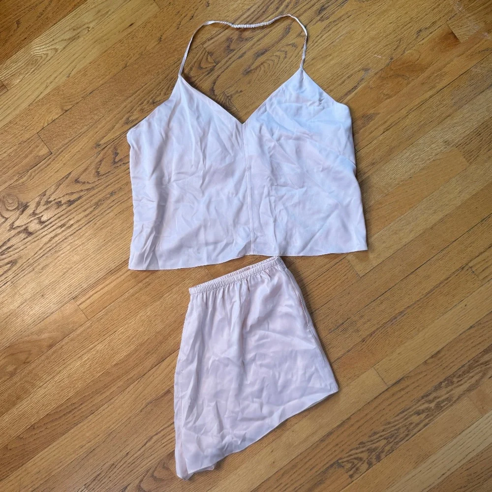 LUNYA BNWT Washable Silk Halter Cami Shorts Set in Frosted Rose Size XL